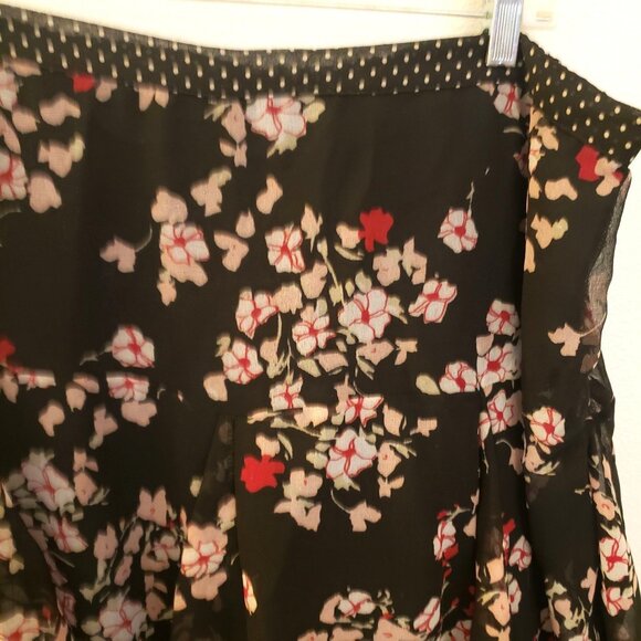 Mlle Gabrielle Polka-dot Trimmed Floral Print Chiffon Midi Skirt Size 20W EUC - Picture 7 of 9